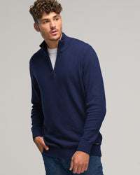 CASHMERE COTTON STITCH QTR ZIP - Cashmere Cotton - Wild South Clothing