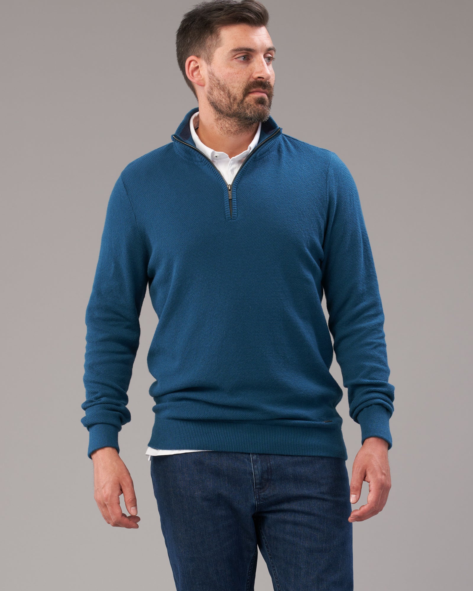 CASHMERE COTTON STITCH QTR ZIP - Wild South Clothing