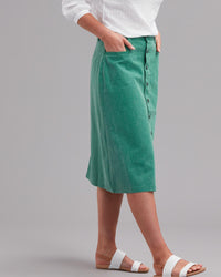 COTTON MIDI BUTTON SKIRT