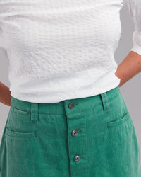 COTTON MIDI BUTTON SKIRT