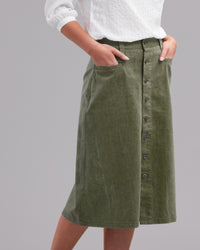 COTTON MIDI BUTTON SKIRT