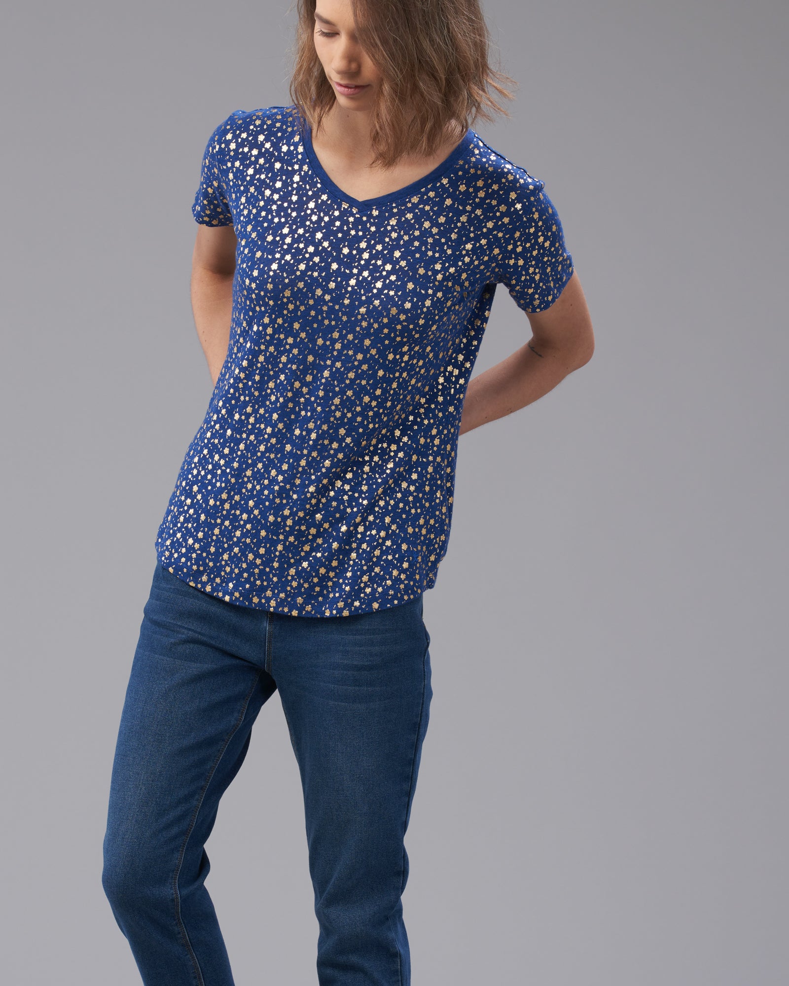 LINEN BLOSSUM FOIL PRINT TEE - Wild South Clothing