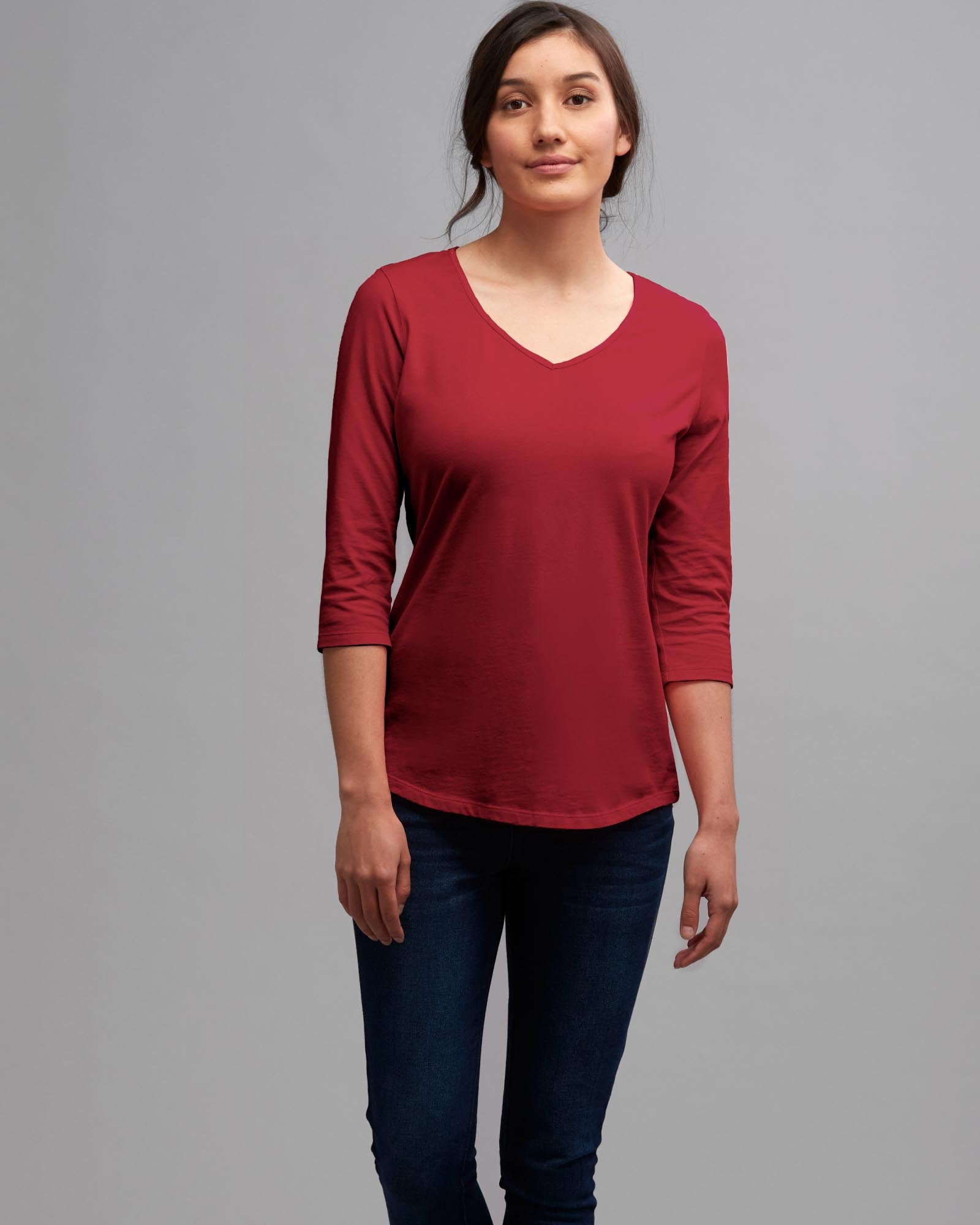 SUPIMA COTTON 3/4VEE SATIN TEE