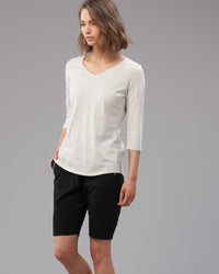 SUPIMA COTTON 3/4VEE SATIN TEE