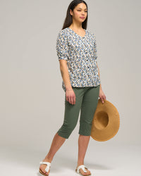 COTTON GATHERED SLEEVE TOP