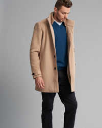 WOOL-BLEND RIB COLLAR COAT - Wild South Clothing