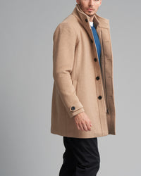 WOOL-BLEND RIB COLLAR COAT - Wild South Clothing