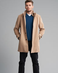 WOOL-BLEND RIB COLLAR COAT - Wild South Clothing