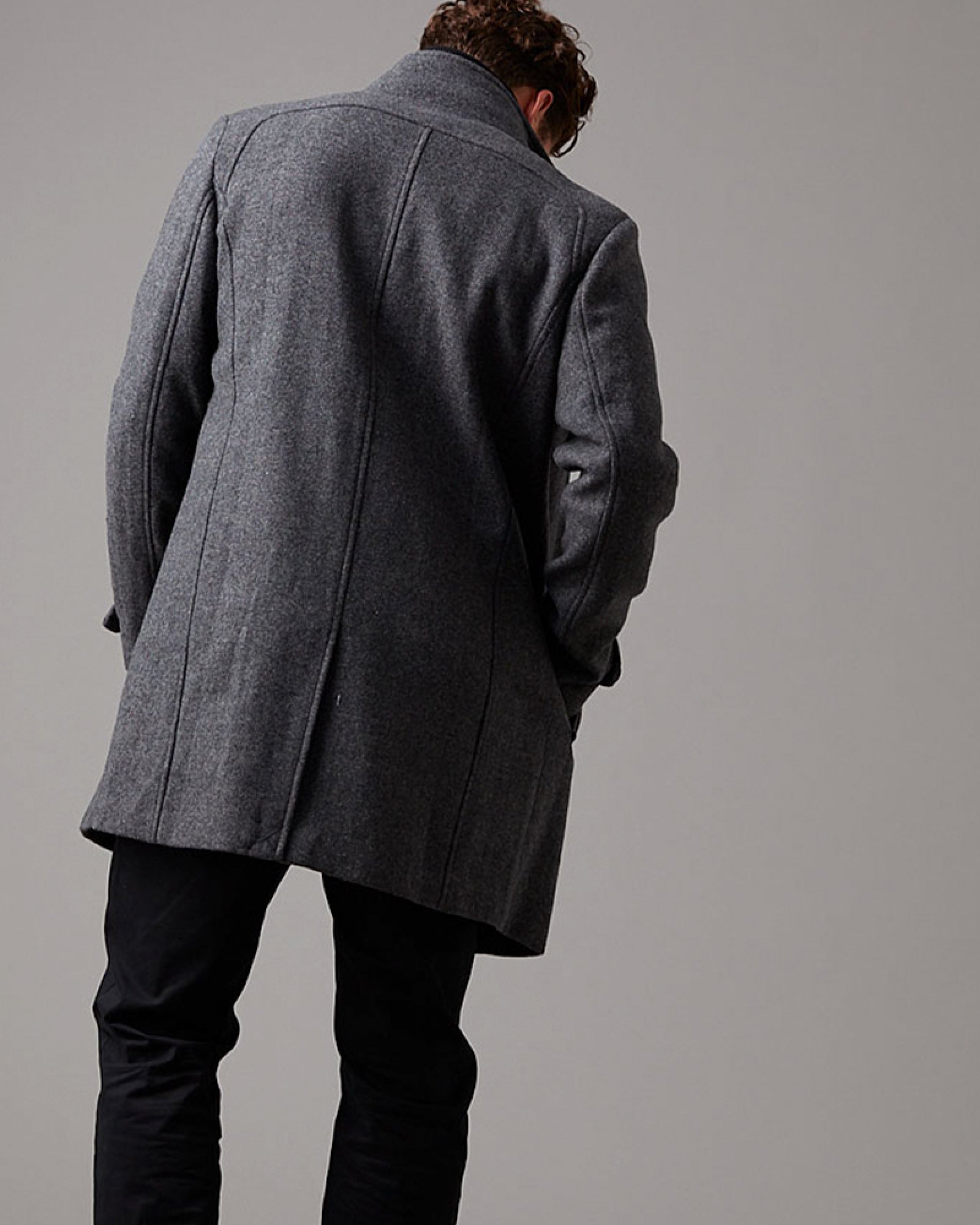 WOOL-BLEND RIB COLLAR COAT - Wild South Clothing
