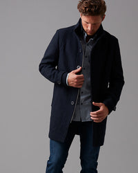 WOOL-BLEND RIB COLLAR COAT - Wild South Clothing