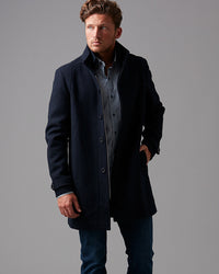 WOOL-BLEND RIB COLLAR COAT - Wild South Clothing