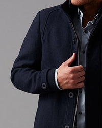 WOOL-BLEND RIB COLLAR COAT - Wild South Clothing