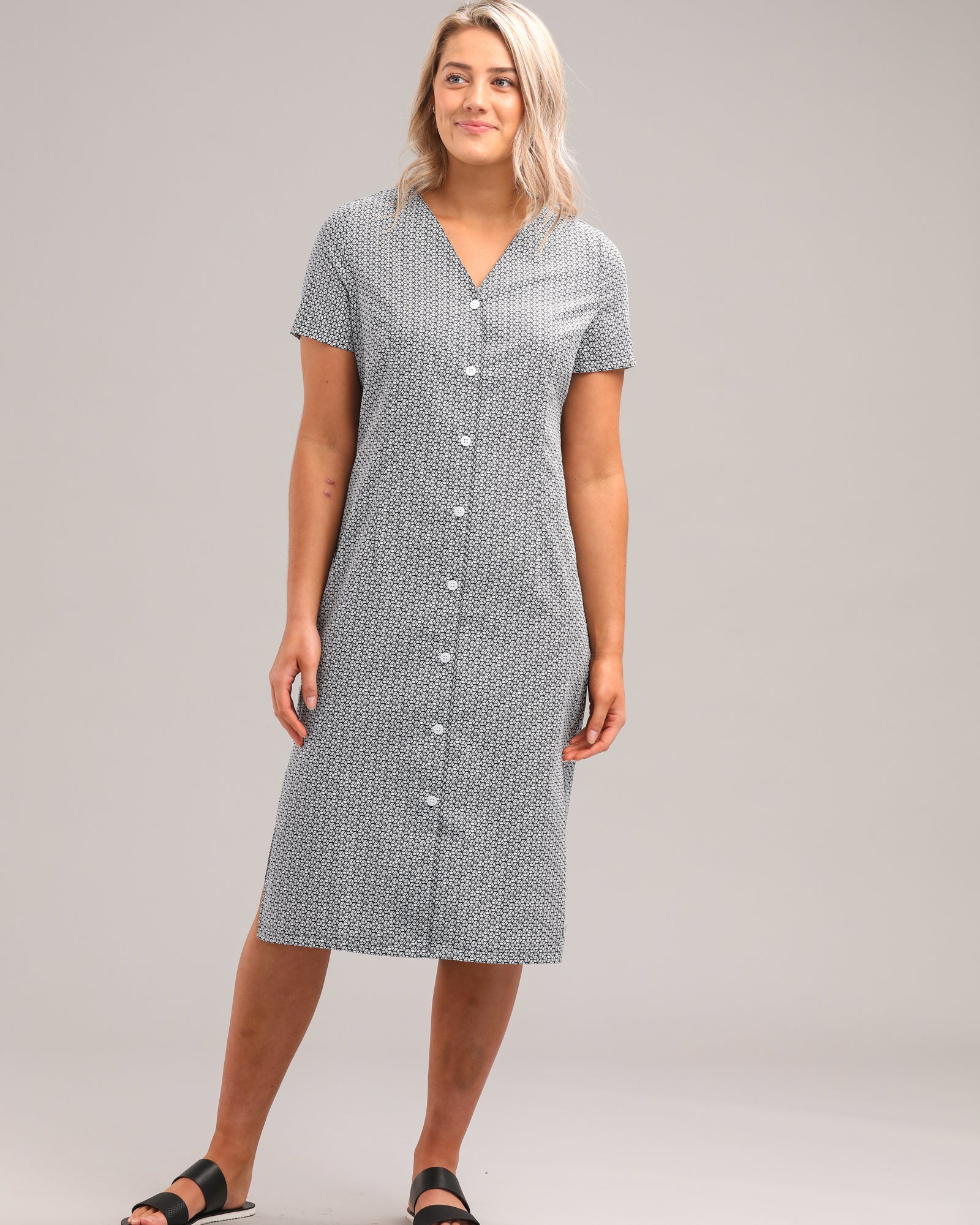 COTTON BUTTON MIDI DRESS3