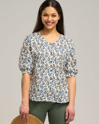 COTTON GATHERED SLEEVE TOP